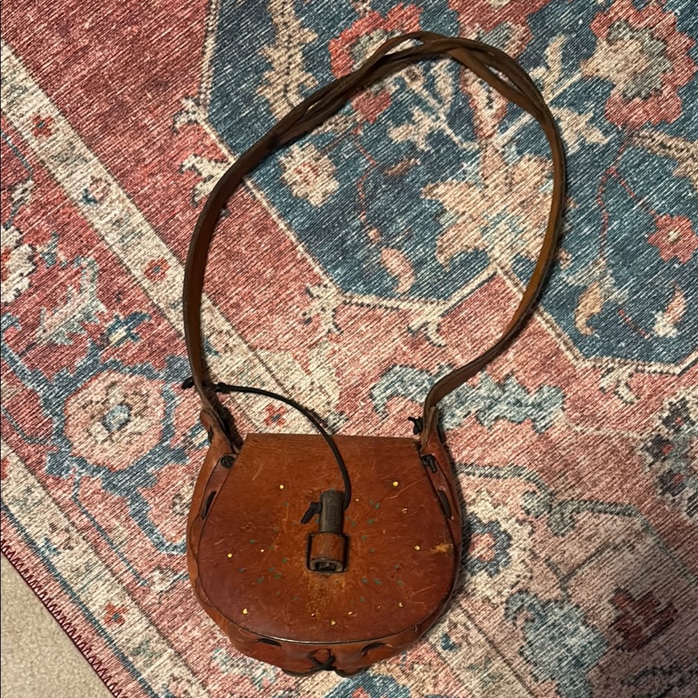 Vintage 70s Hippie Brown Leather Women's Bag